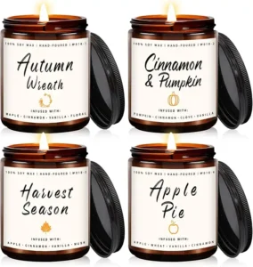 Fall Scented Candle Set, autumn, cinnamon, harvest season, apple pie