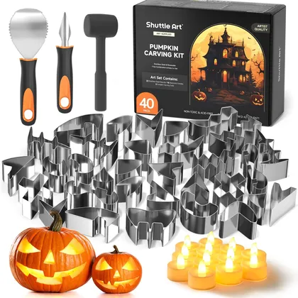 Pumpkin Carving Stencils with Electronic Candles