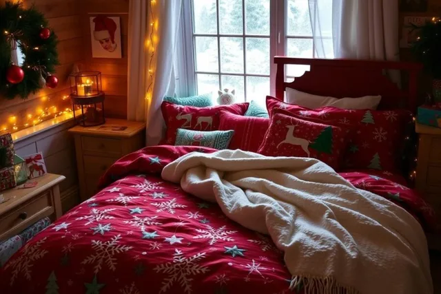 Bedroom Holiday decor with Holiday pattern Blanket