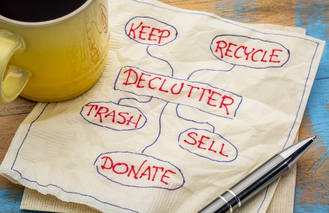 Declutter plan concept on paper napkin