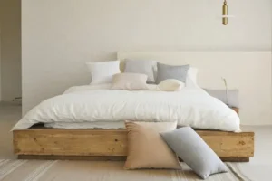 bedroom design for better sleep with linen bed sheet